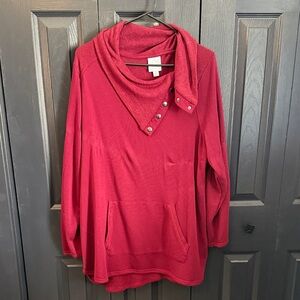 Sunday Red Button-Detail Blouse